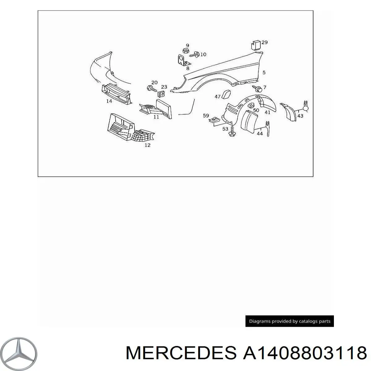 Aleta delantera izquierda Mercedes A1408803118 precio, desde 552,81 EUR