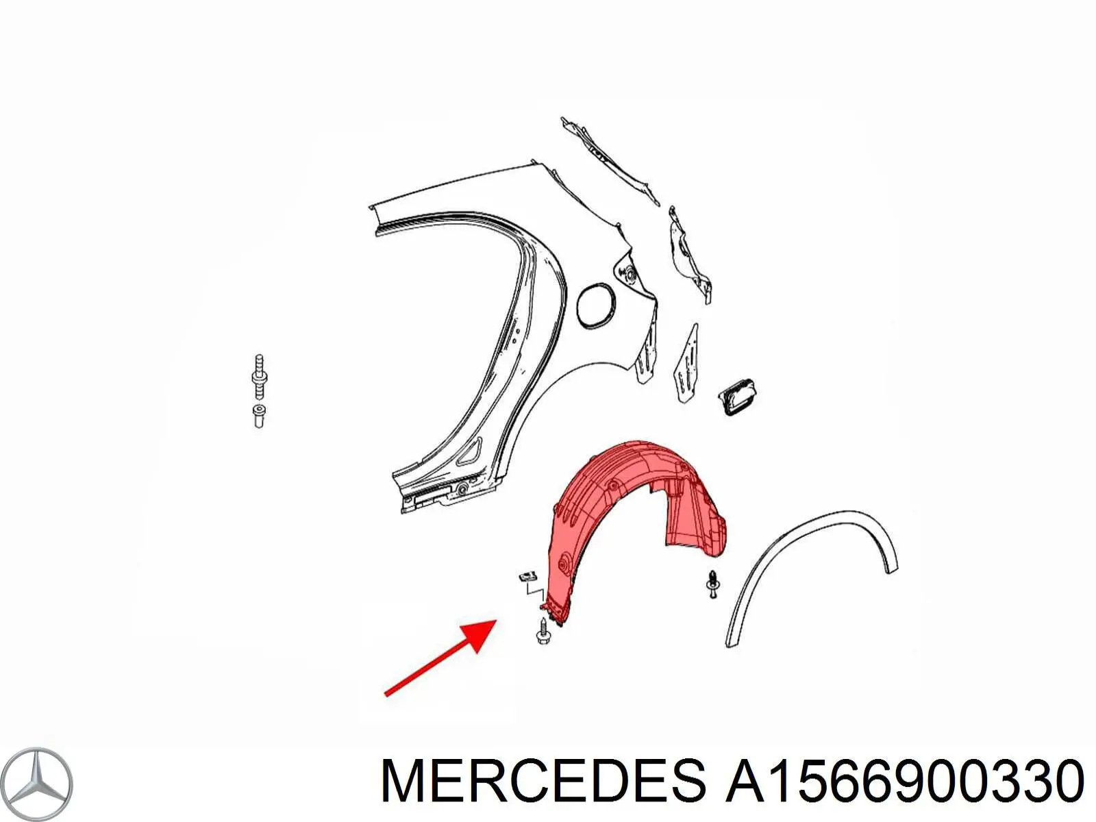 A1566900330 Mercedes Revestimiento, pasarrueda trasera, izquierdo