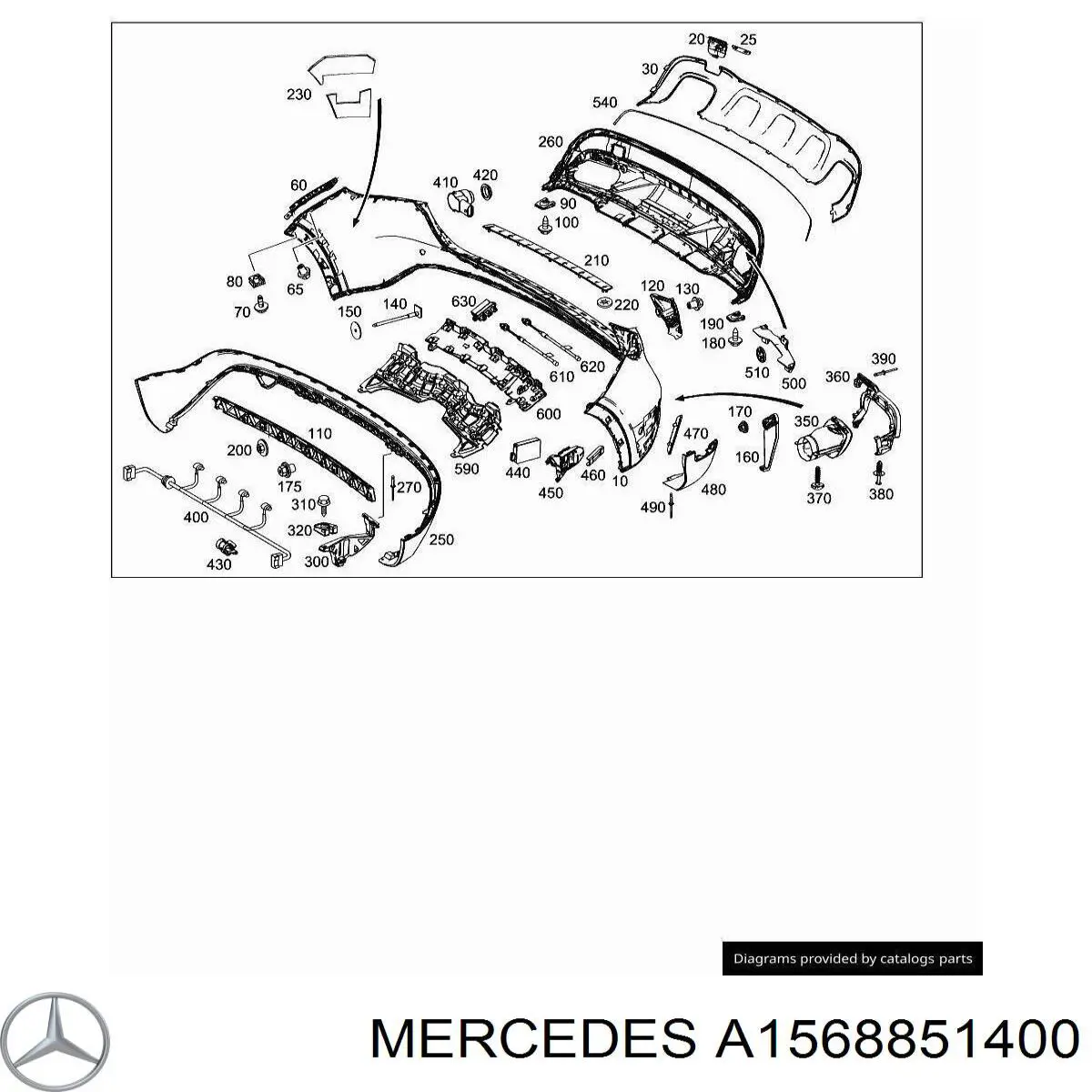 A1568851400 Mercedes alerón parachoques trasero