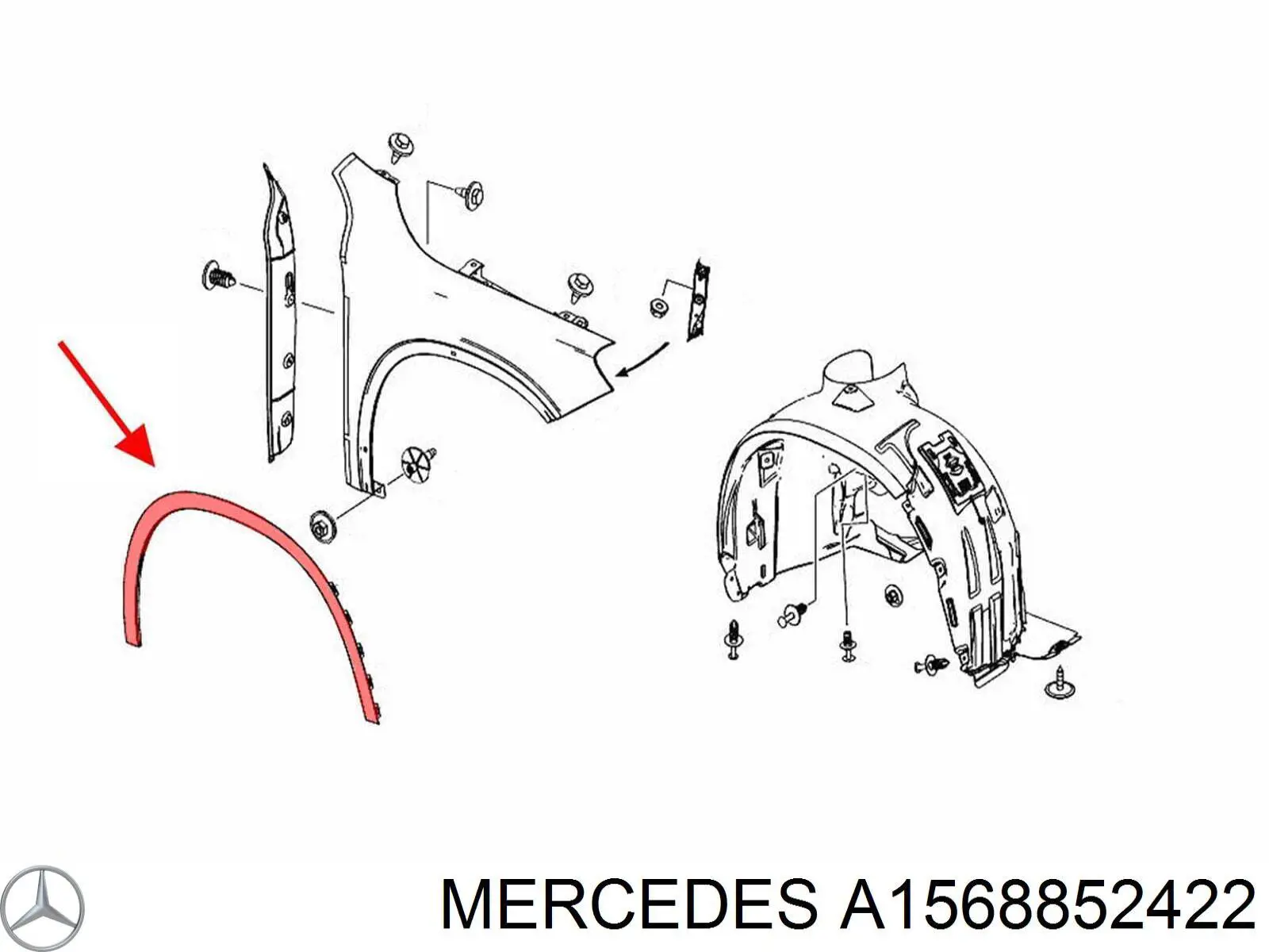 Comprar A1568852422 Mercedes Extensión de la aleta delantera derecha