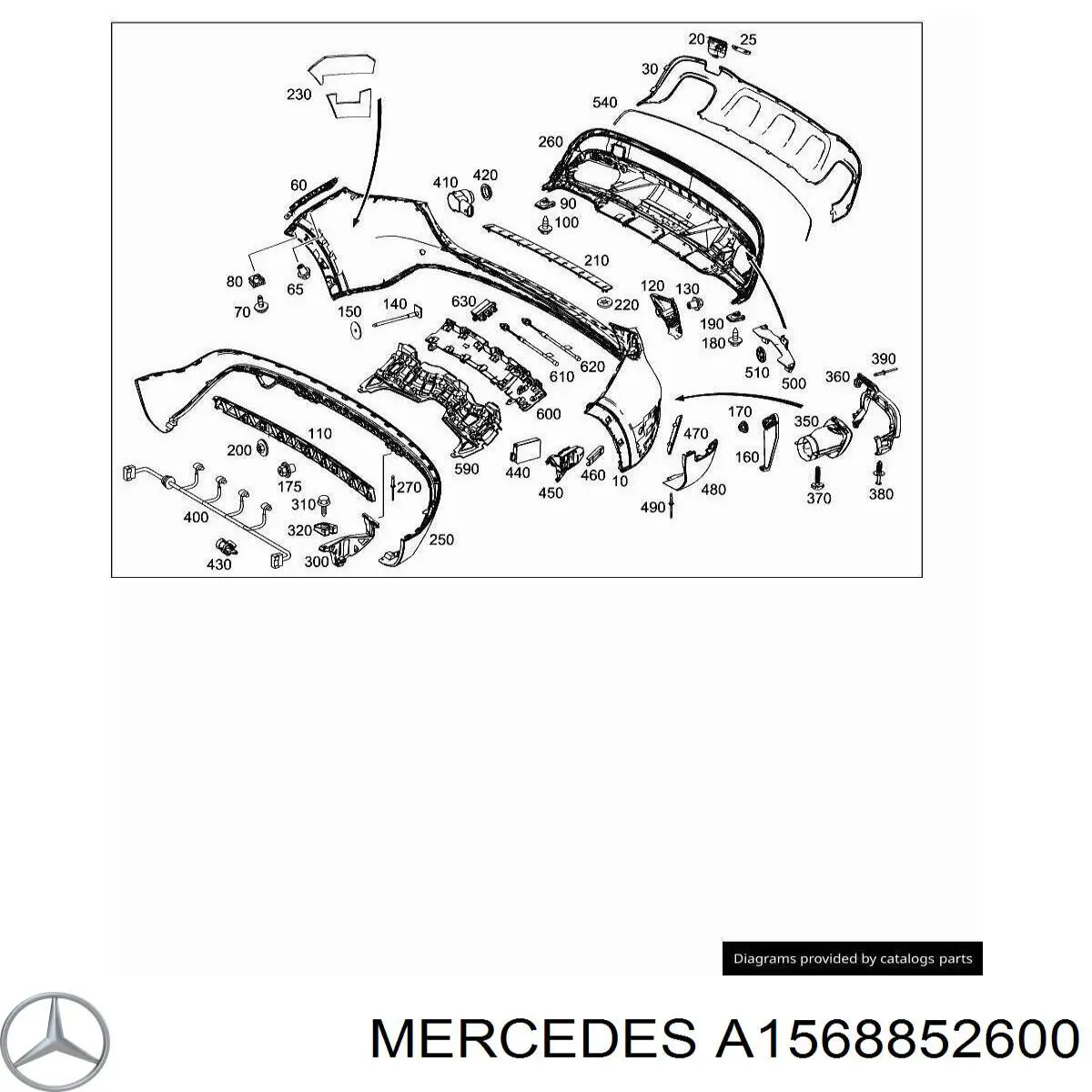 A1568852600 Mercedes parachoques trasero, parte inferior