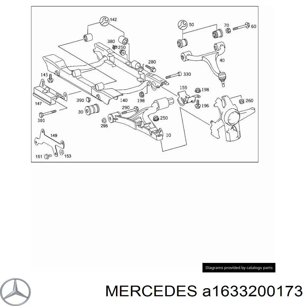 A1633200173 Mercedes soporte de torsion delantero, derecho
