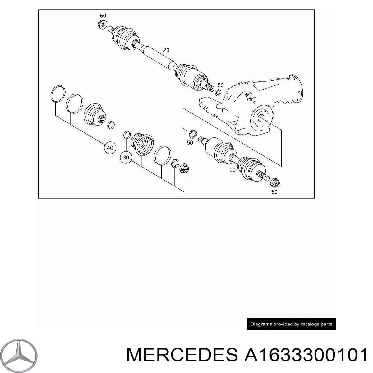 Árbol de transmisión delantero izquierdo para Mercedes ML/GLE (W163)