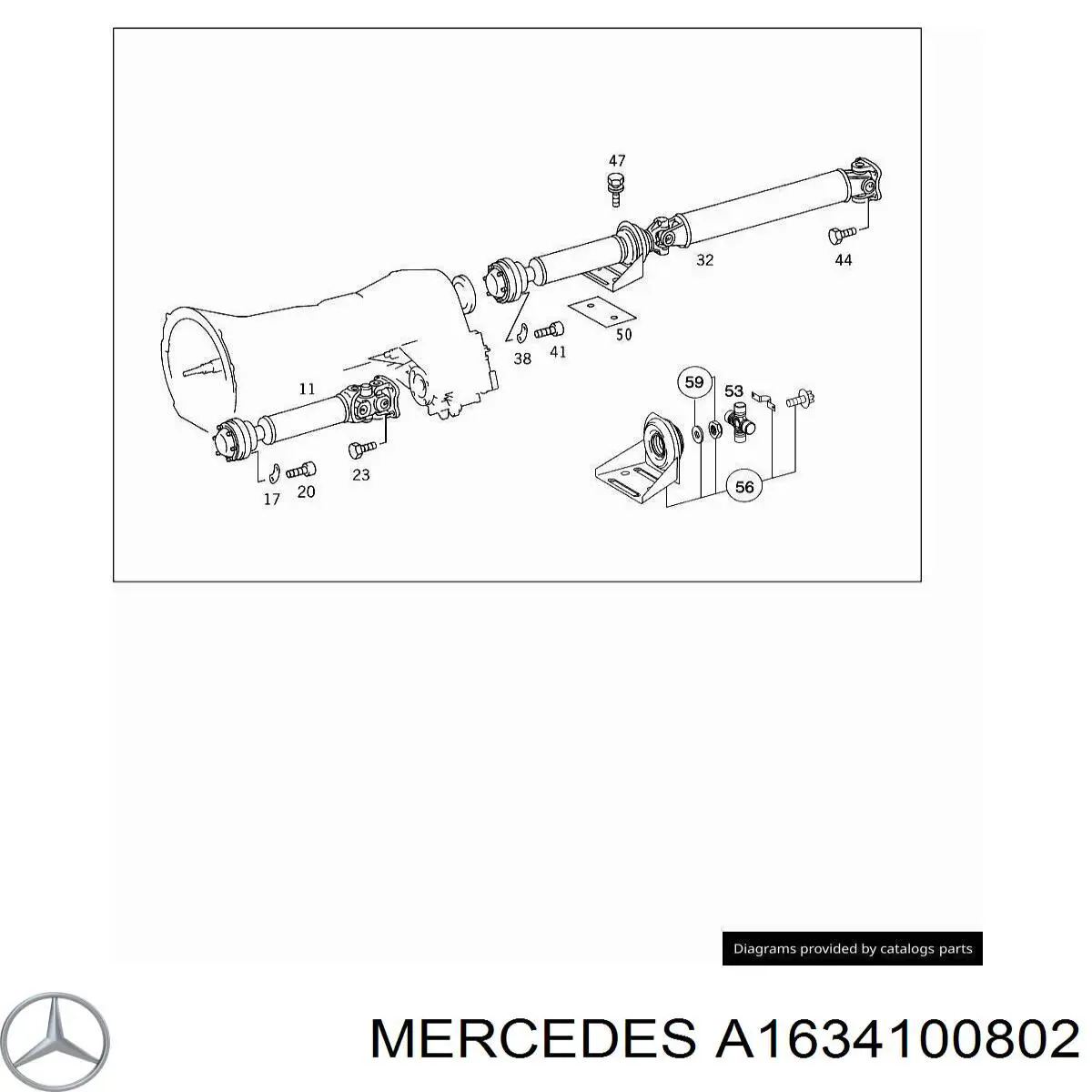 A1634100802 Mercedes árbol cardán trasero completo