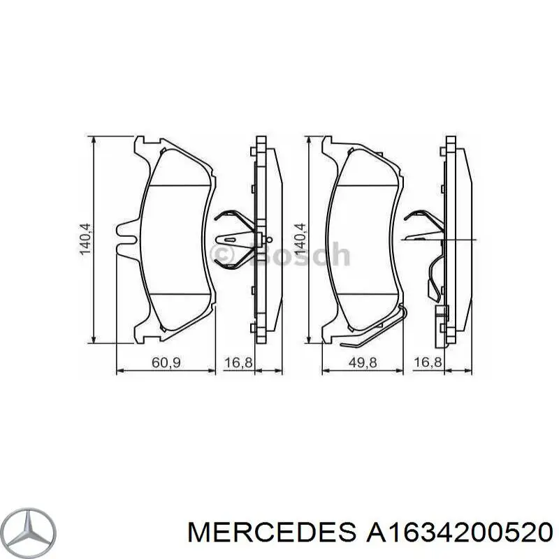 A1634200520 Mercedes pastillas de freno traseras