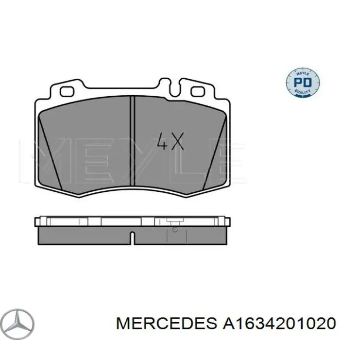 A1634201020 Mercedes Pastillas delanteras