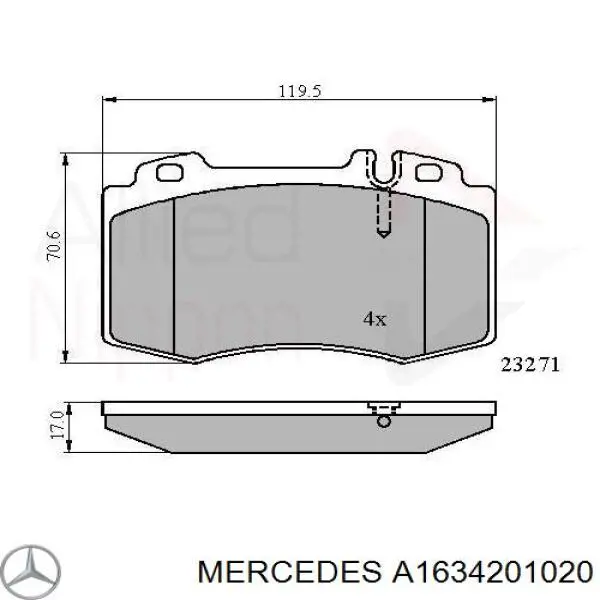 Pastillas freno delanteras Mercedes A1634201020 precio, desde 34,41 EUR