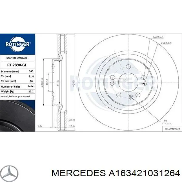 Precio del repuesto Disco de freno delantero ML/GLE SUV