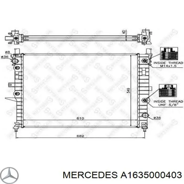 A1635000403 Mercedes radiador