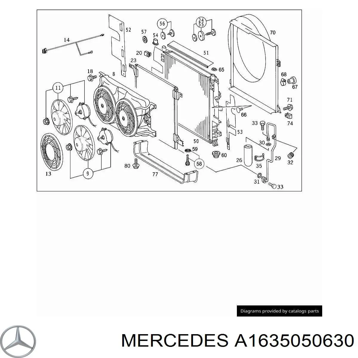Deflector de aire del radiador izquierdo Mercedes A1635050630 precio, desde 40,70 EUR