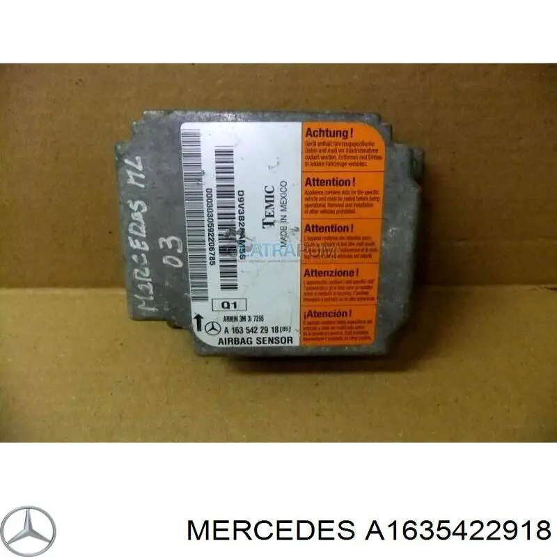 Comprar A1635422918 Mercedes Módulo de control de airbag