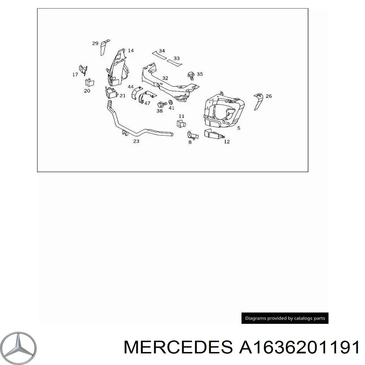 A1636201191 Mercedes soporte de radiador izquierdo (panel de montaje para foco)