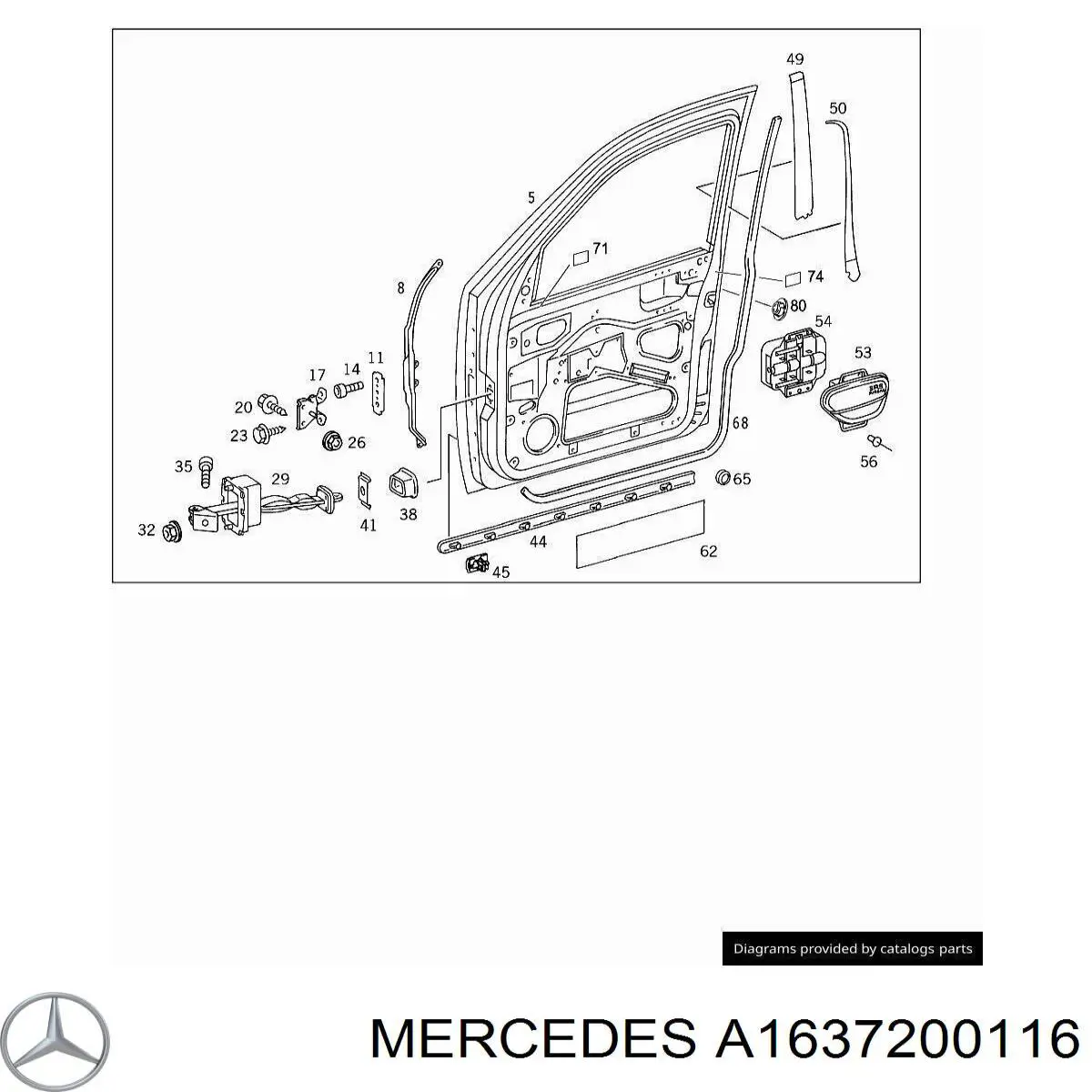 A1637200116 Mercedes asegurador puerta delantera