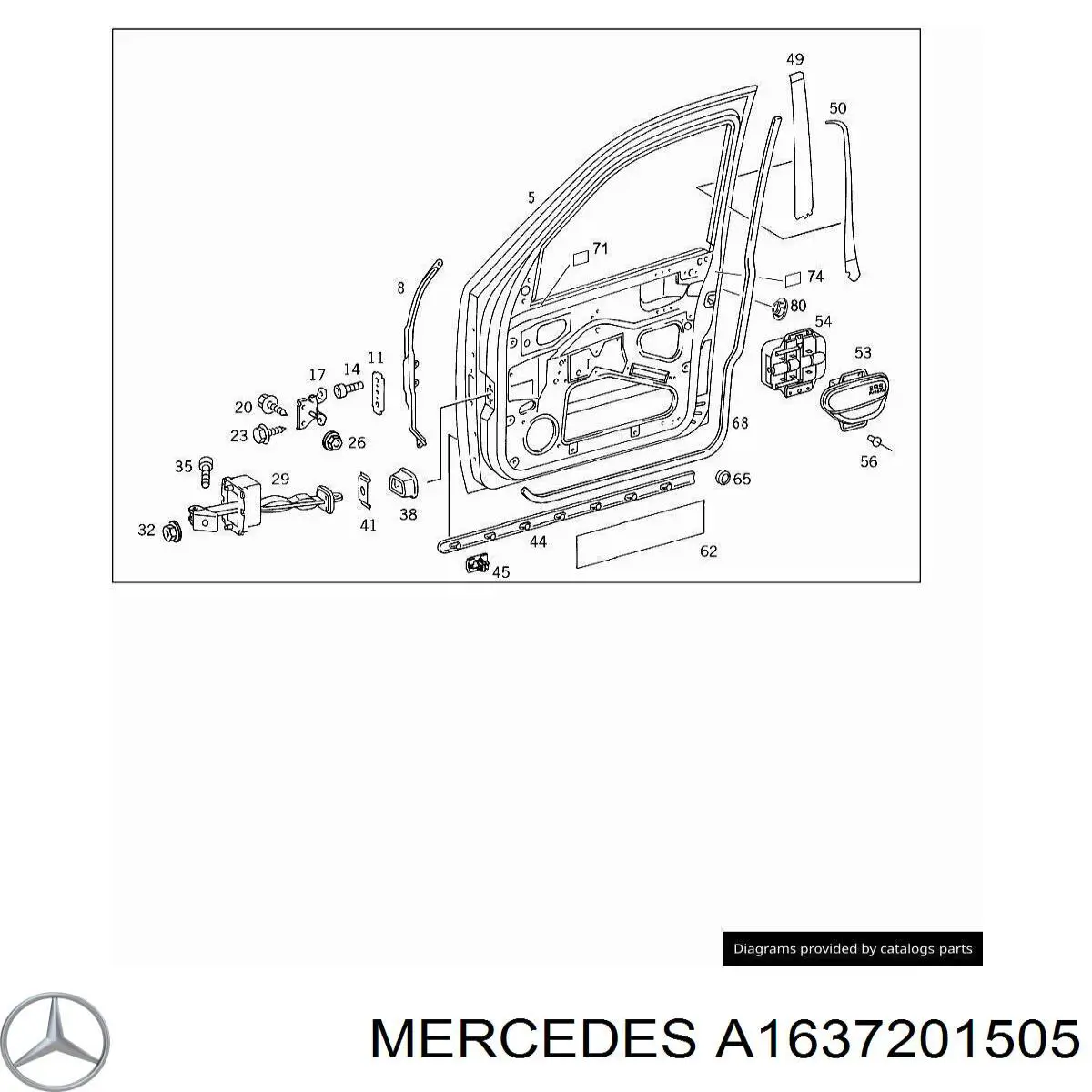 Puerta de coche, delantera, izquierda para Mercedes ML/GLE (W163)