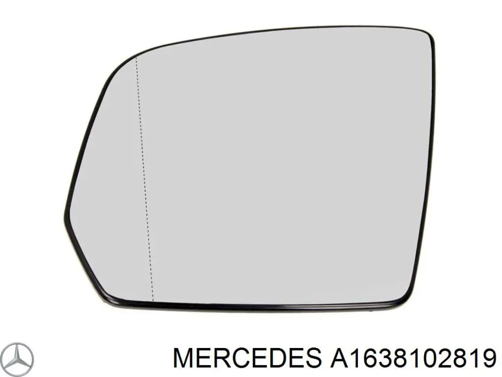 A1638102819 Mercedes cristal de espejo retrovisor exterior derecho