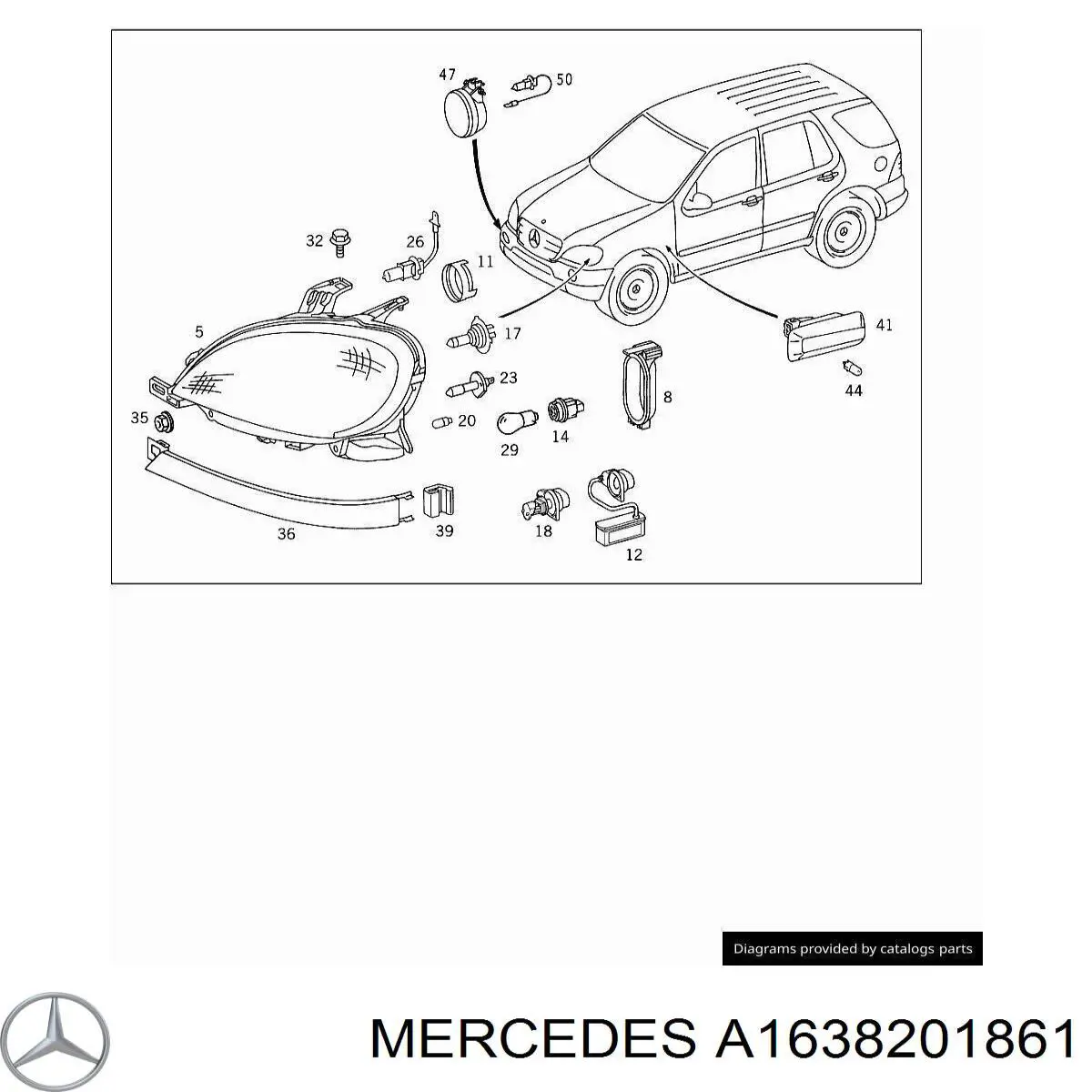 A1638201861 Mercedes faro derecho