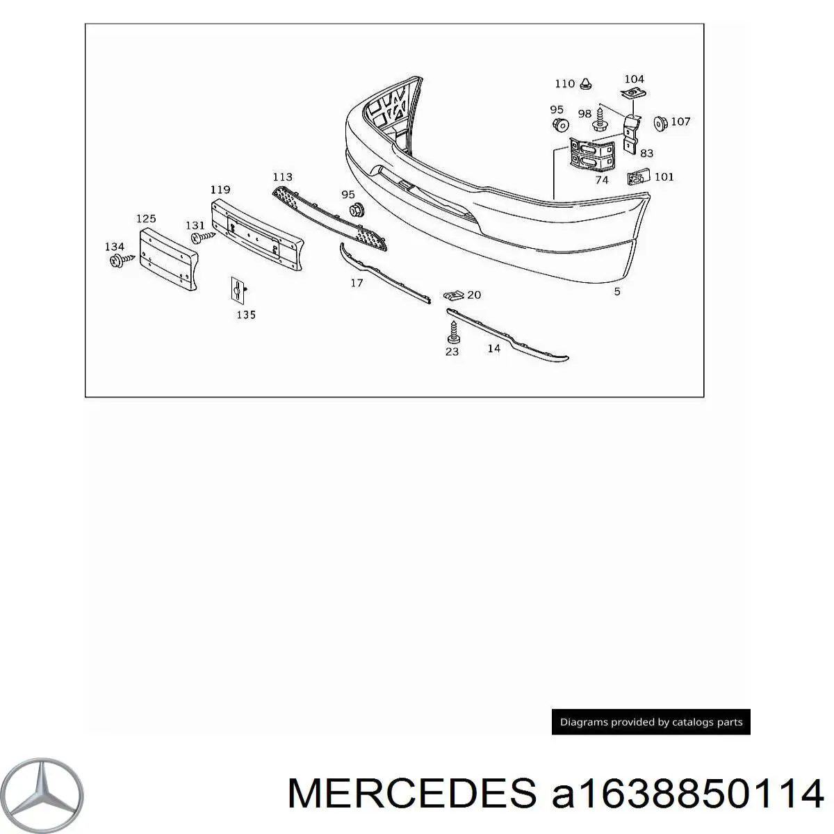 Soporte de parachoques delantero Mercedes ML/GLE SUV (W163) (1998 - 2005) precio, desde 87,78 EUR