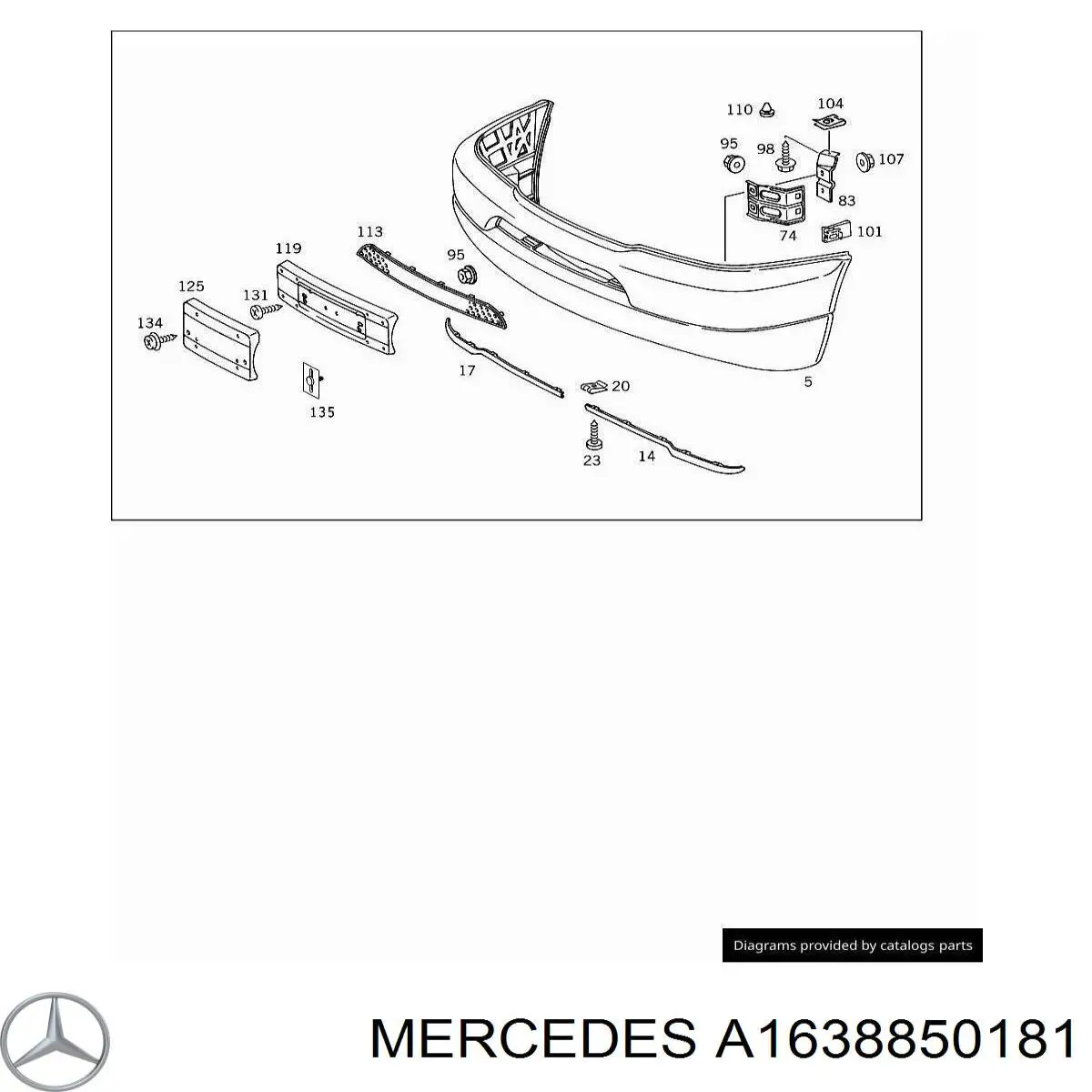 Soporte de matrícula delantera Mercedes A1638850181 precio, desde 151,16 EUR