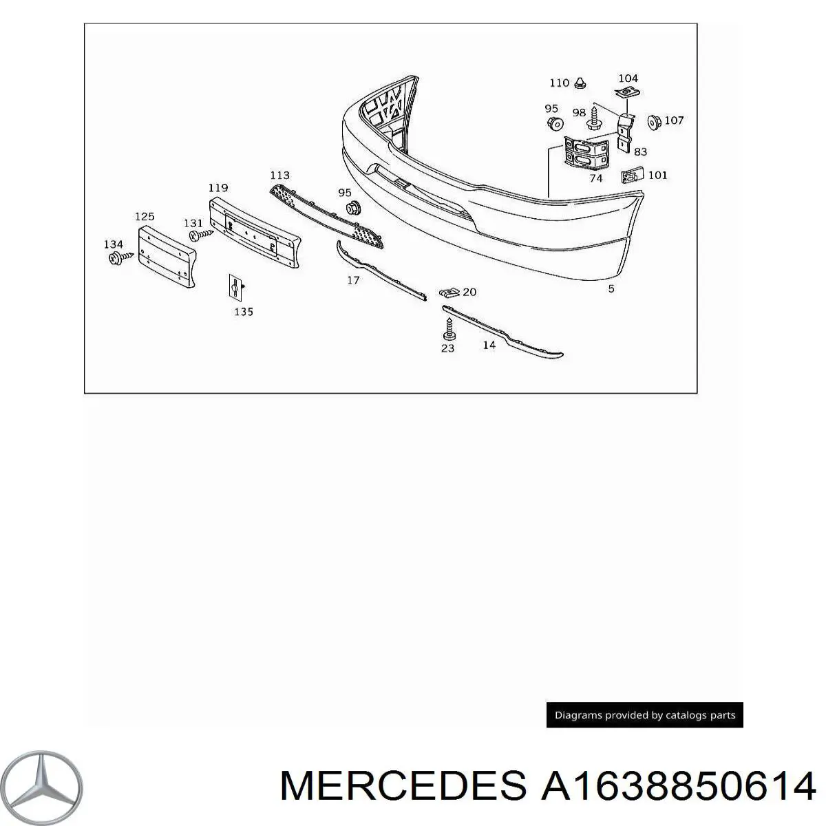 Soporte de parachoques delantero derecho Mercedes A1638850614 precio, desde 25,97 EUR