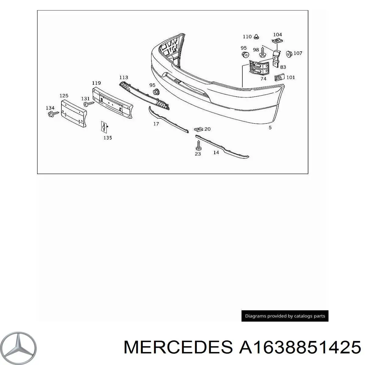 A1638851425 Mercedes alerón parachoques delantero derecho