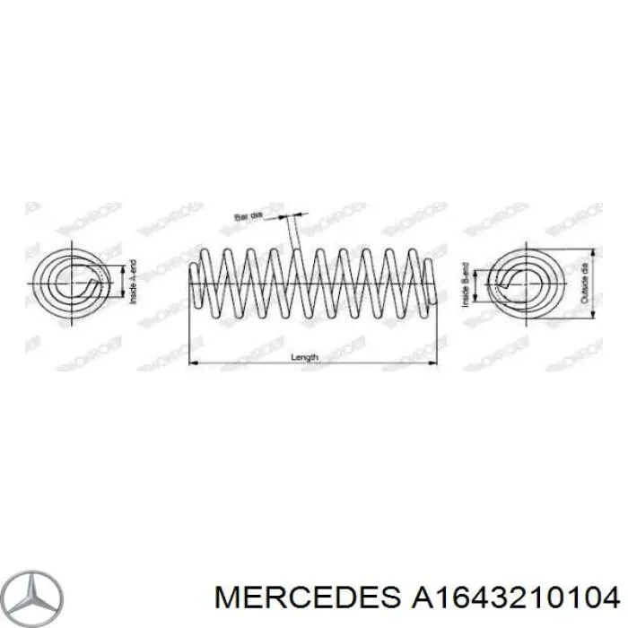 A1643210104 Mercedes muelle de suspensión eje delantero