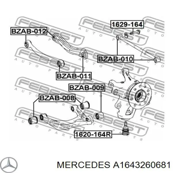 Buje del brazo inferior trasero Mercedes A1643260681 precio, desde 16,83 EUR