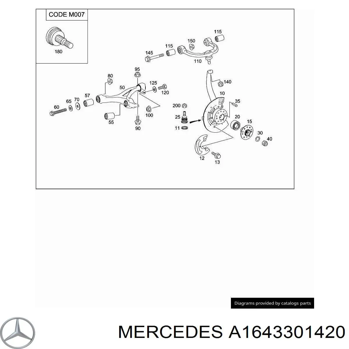 1643301420 Mercedes muñón del eje, suspensión de rueda, delantero derecho