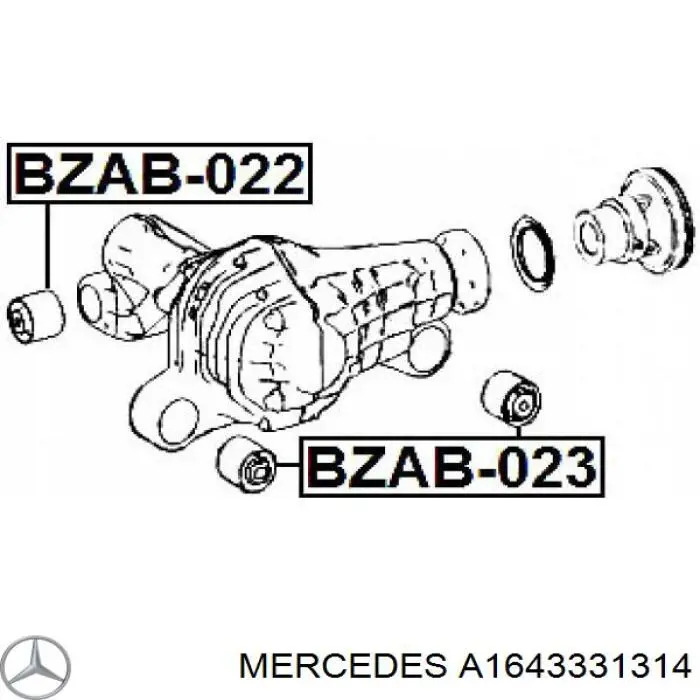 A1643331314 Mercedes silentblock, soporte de diferencial, eje delantero, delantero izquierdo