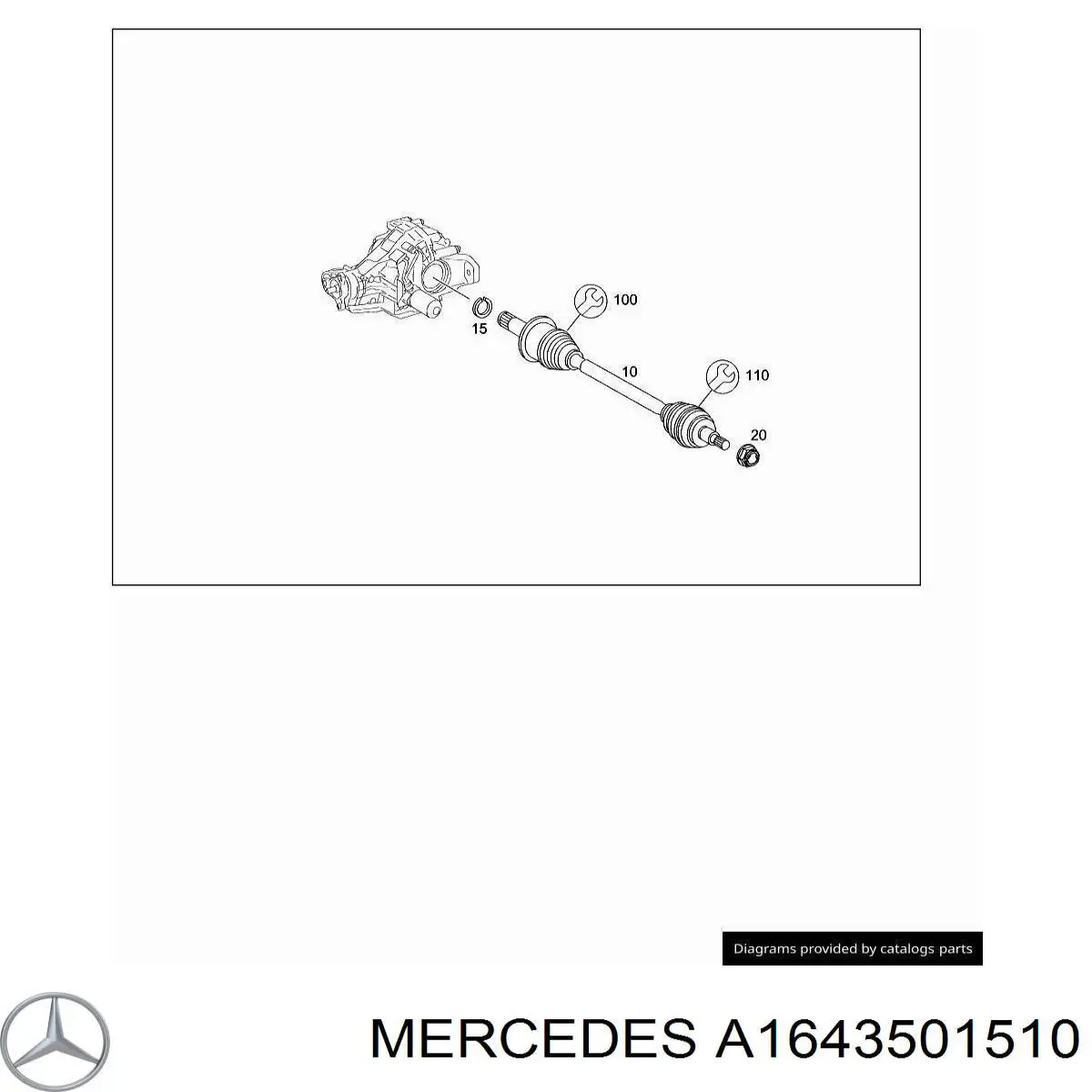 A1643501510 Mercedes árbol de transmisión delantero derecho