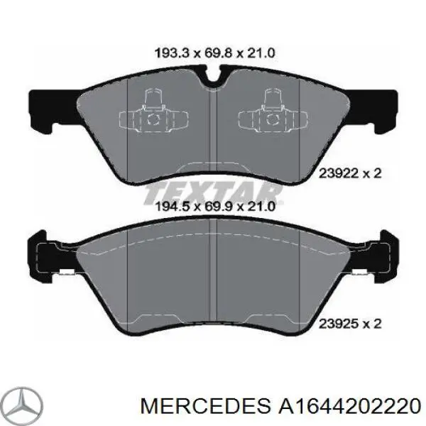 Comprar A1644202220 Mercedes Pastillas delanteras de freno