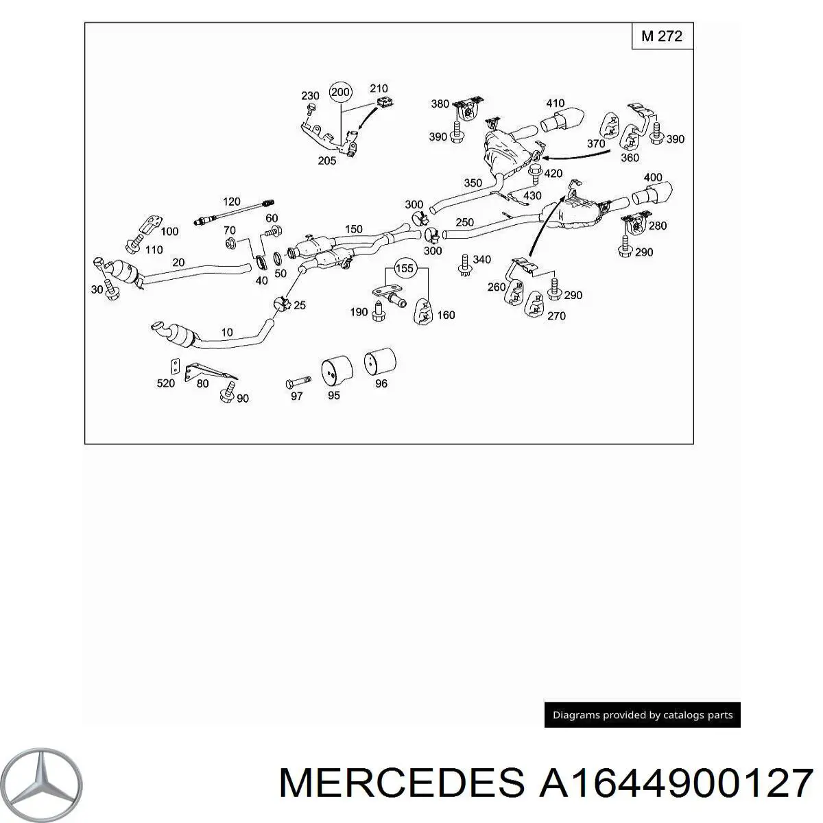 Cola de escape Mercedes A1644900127 precio, desde  