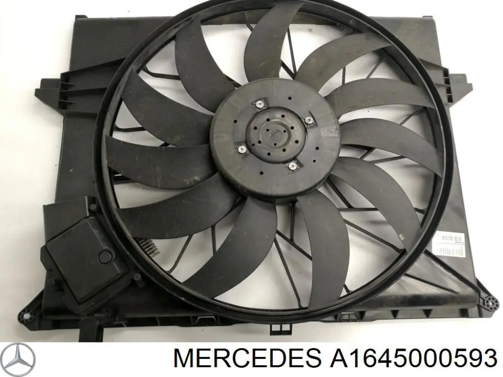 A1645000593 Mercedes difusor de radiador, ventilador de refrigeración, condensador del aire acondicionado, completo con motor y rodete