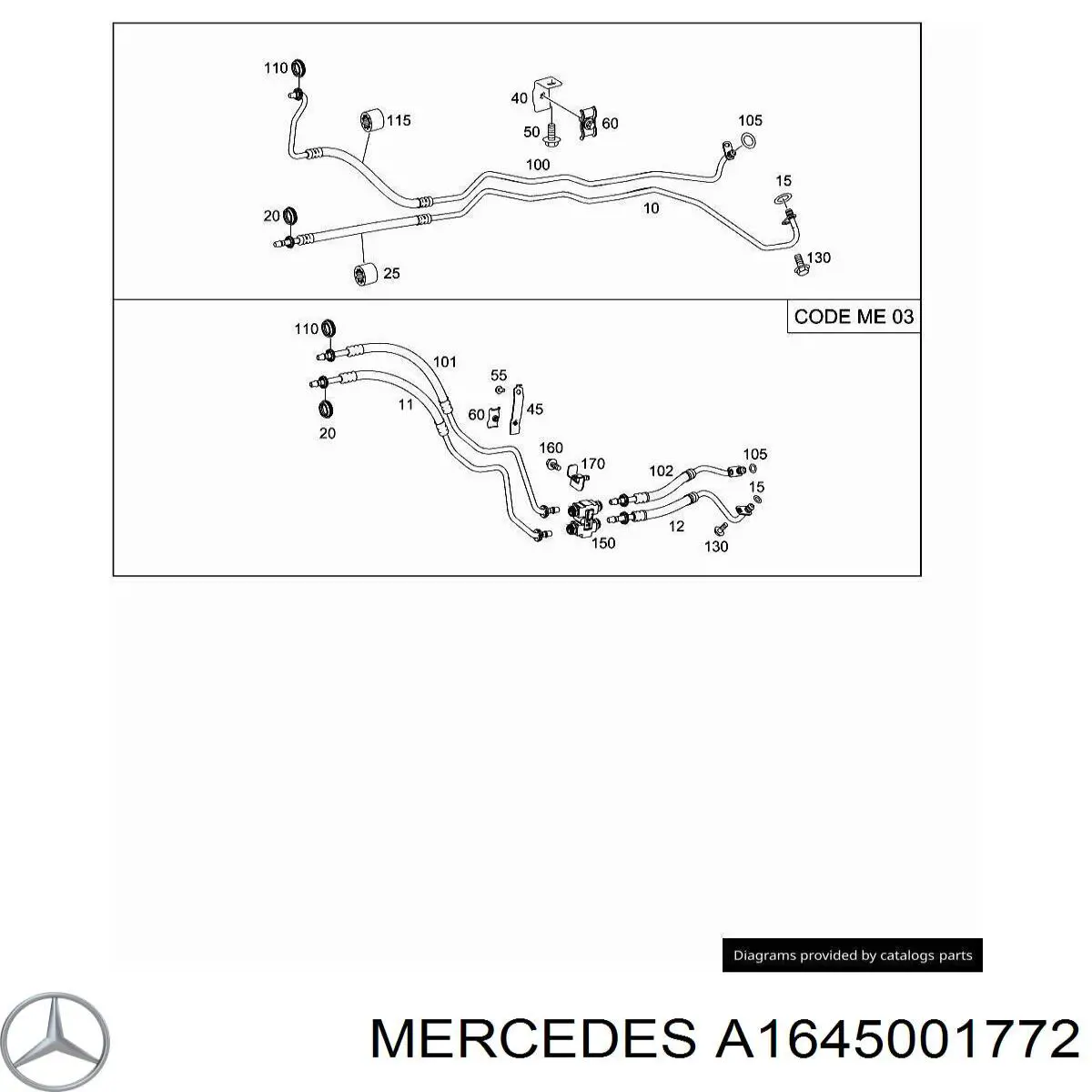 A1645001772 Mercedes tubo de enfriamiento detransmision (manguera, Alimentacion)