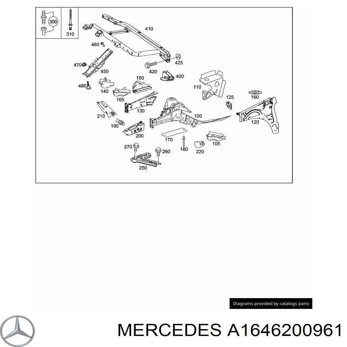 A1646200961 Mercedes larguero delantero izquierdo