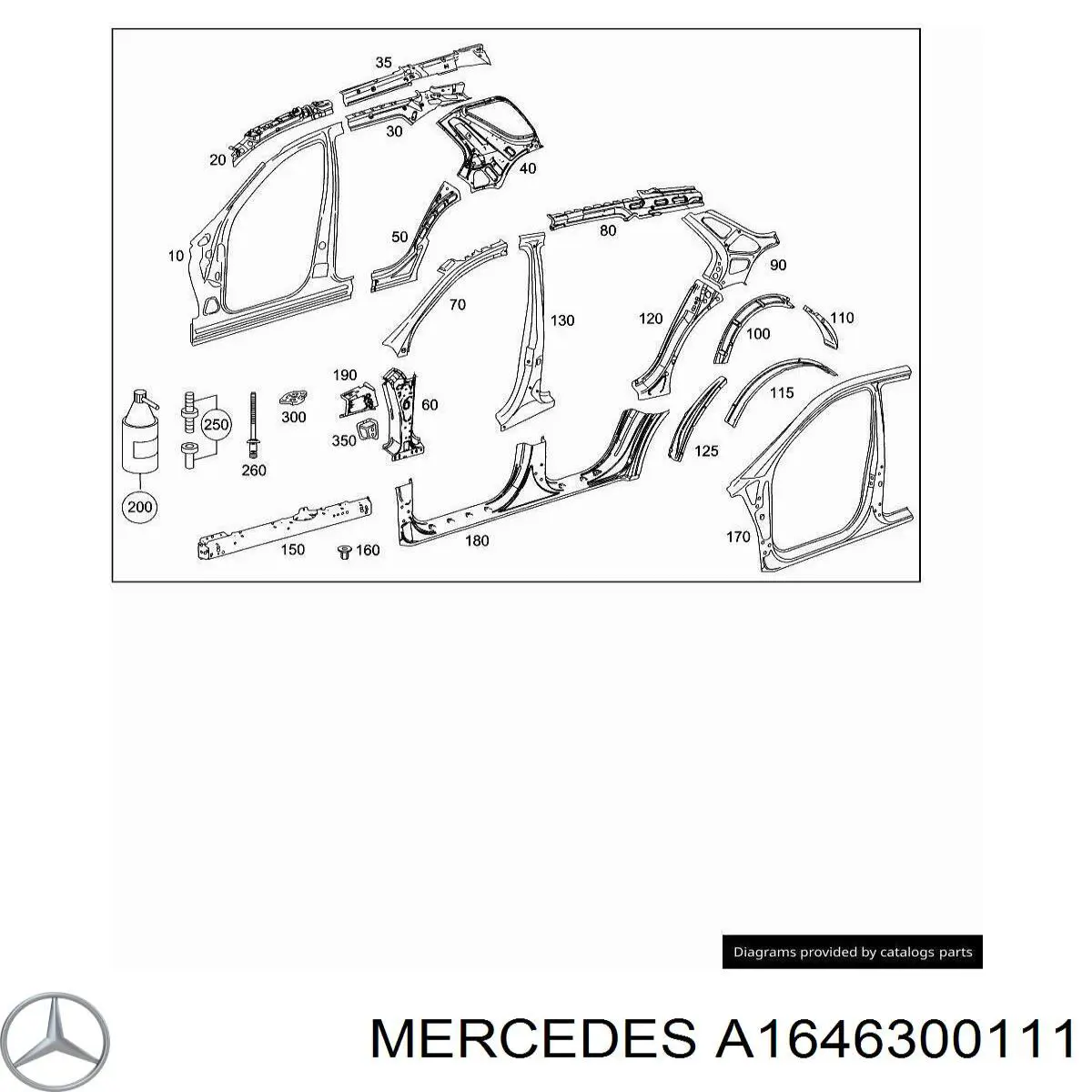 A1646300111 Mercedes Pilar central izquierdo de carrocería