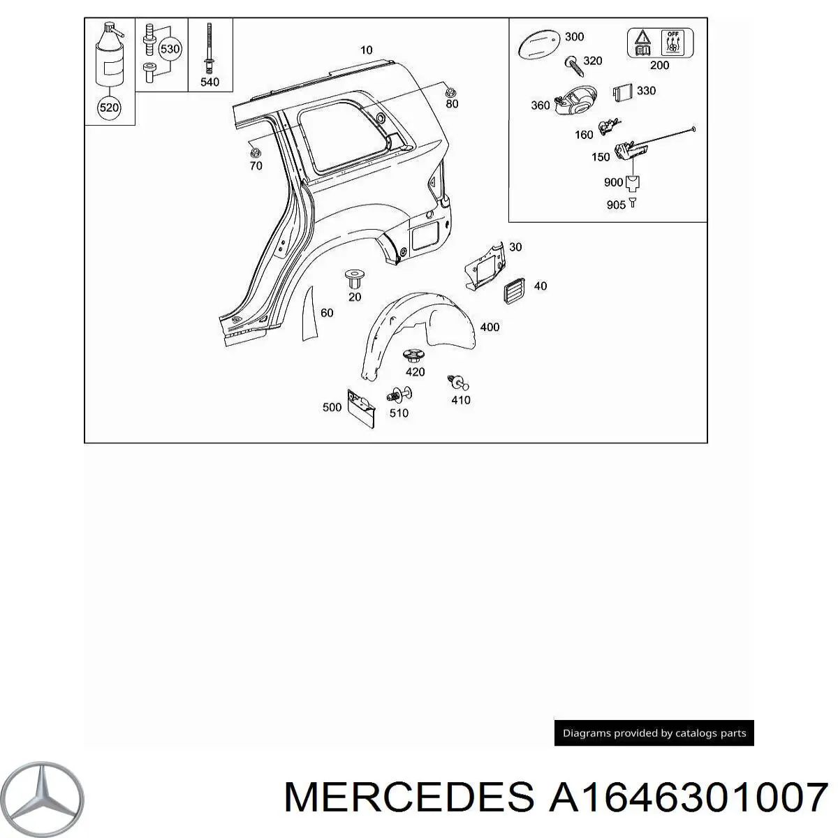 Guardabarros trasero derecho para Mercedes GL (X164)