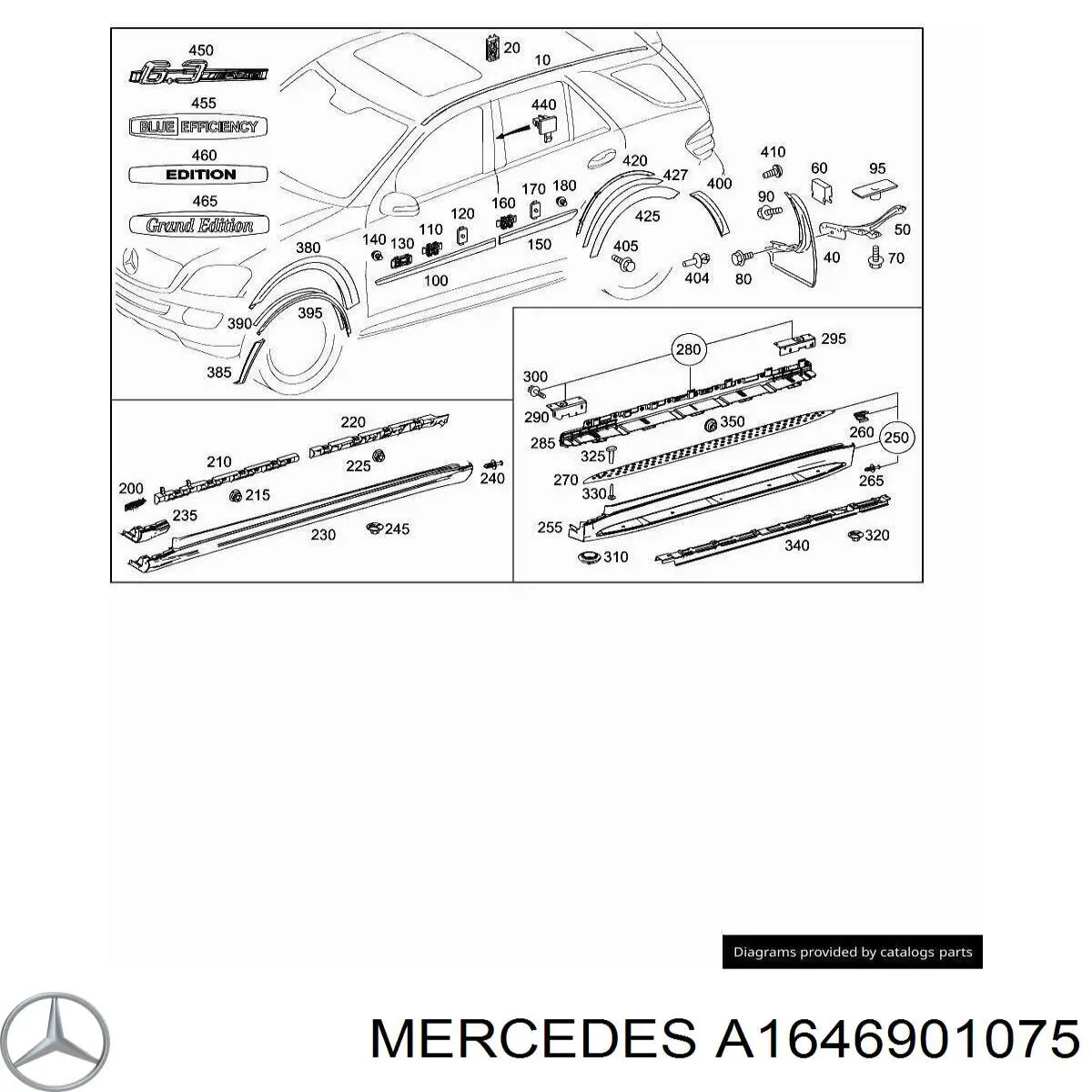 A1646901075 Mercedes estribo derecho