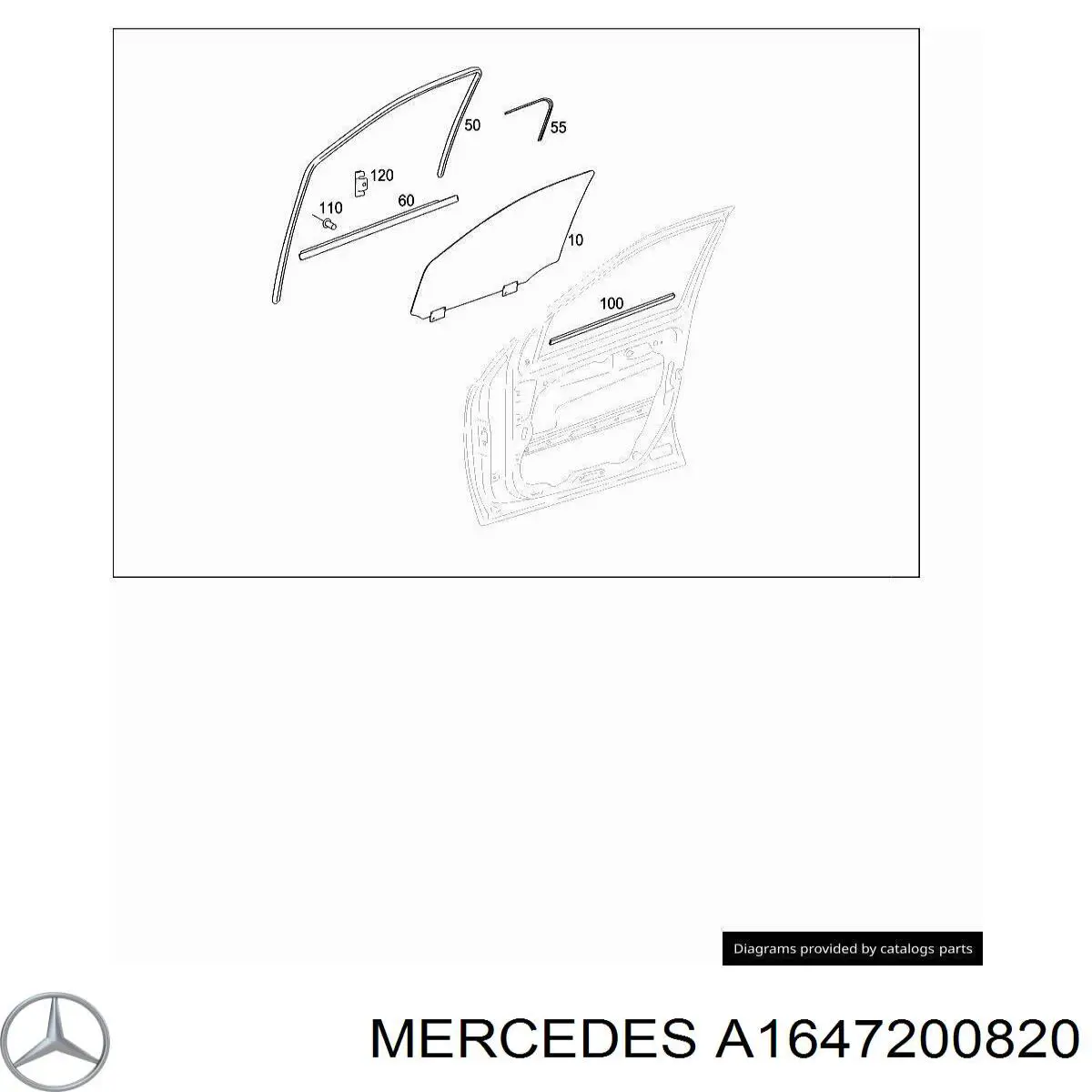 Ventana De Vidrio Puerta Delantera Derecha para Mercedes GL (X164)