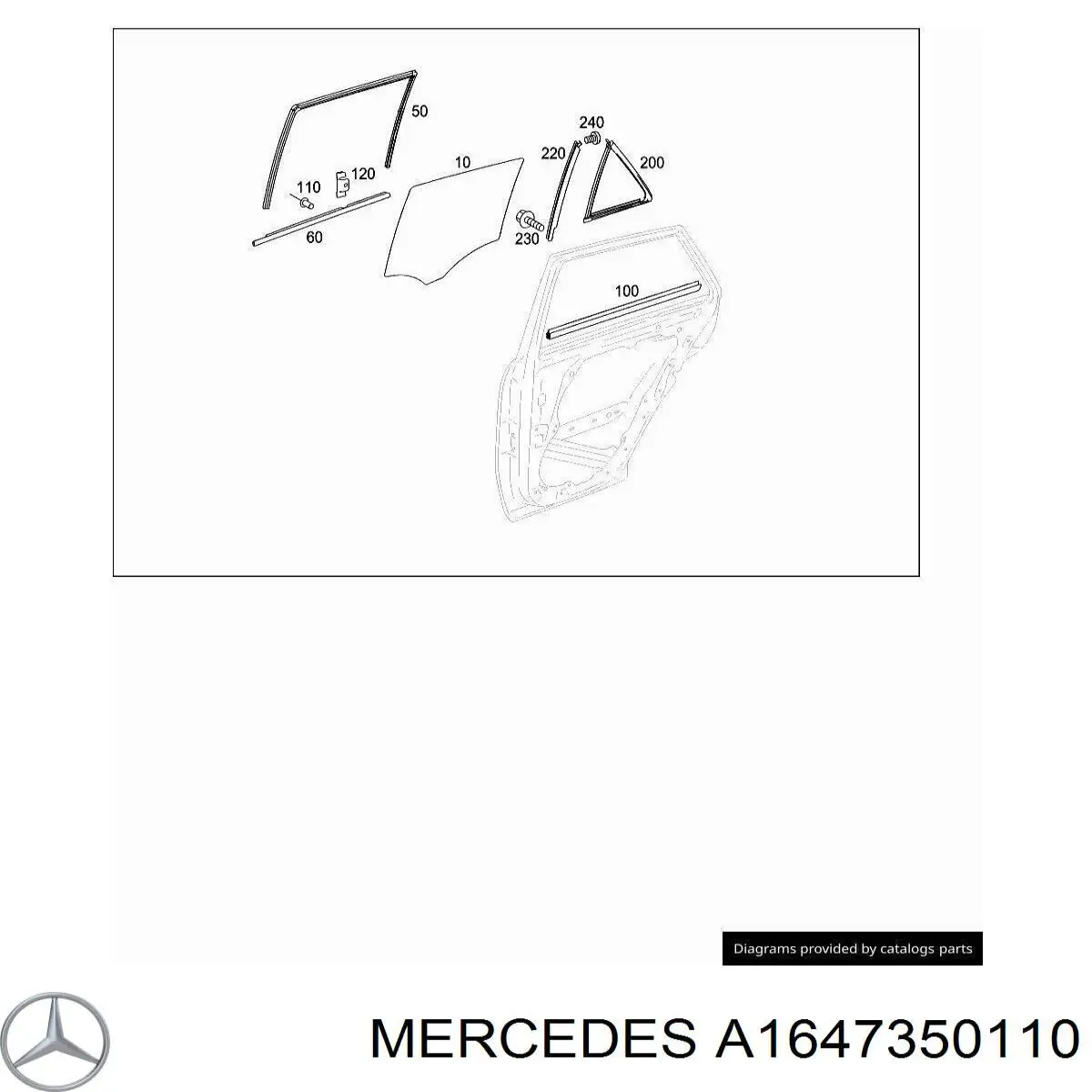Luna lateral trasera izquierda para Mercedes ML/GLE (W164)