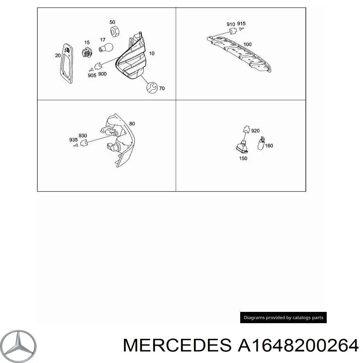 A1648200264 Mercedes Piloto trasero derecho