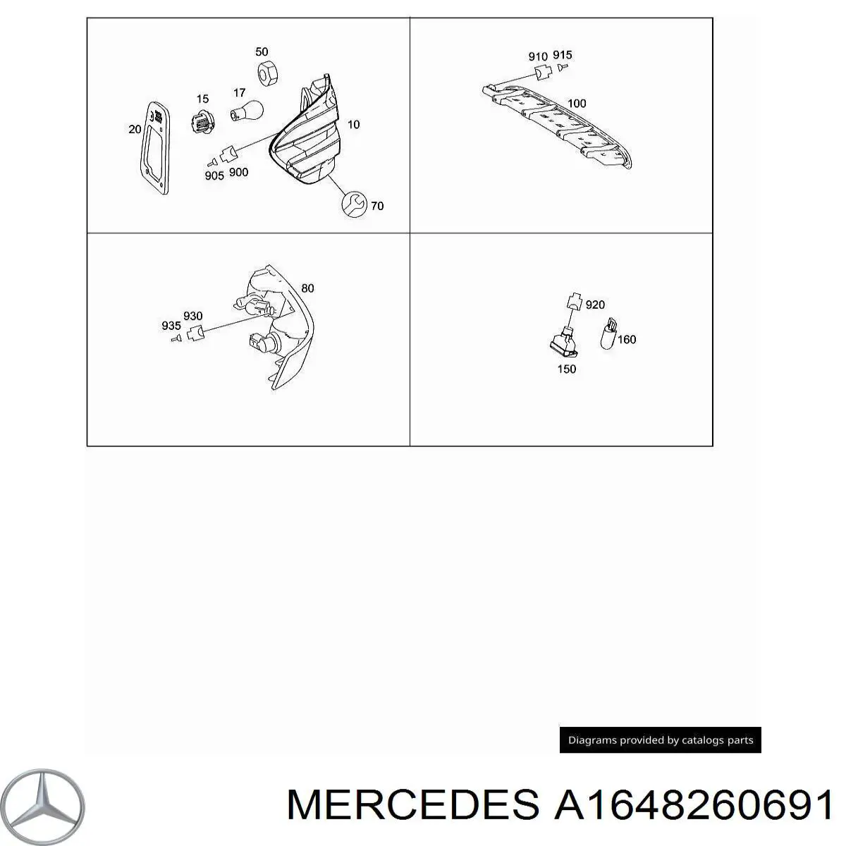 A1648261091 Mercedes Sello del piloto trasero exterior