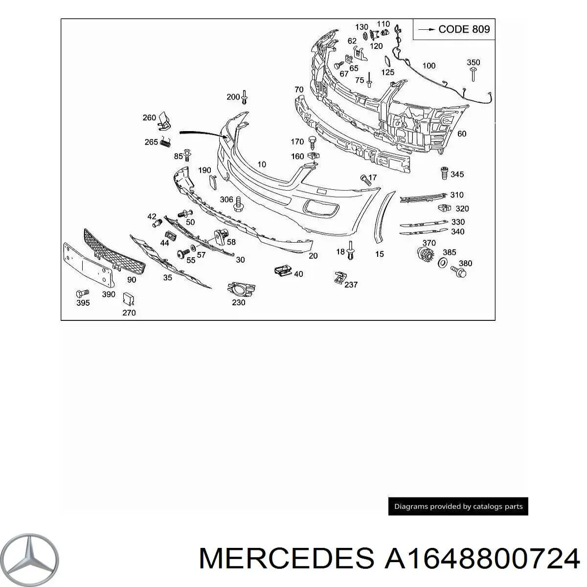 Rejilla de ventilación, parachoques para Mercedes GL (X164)