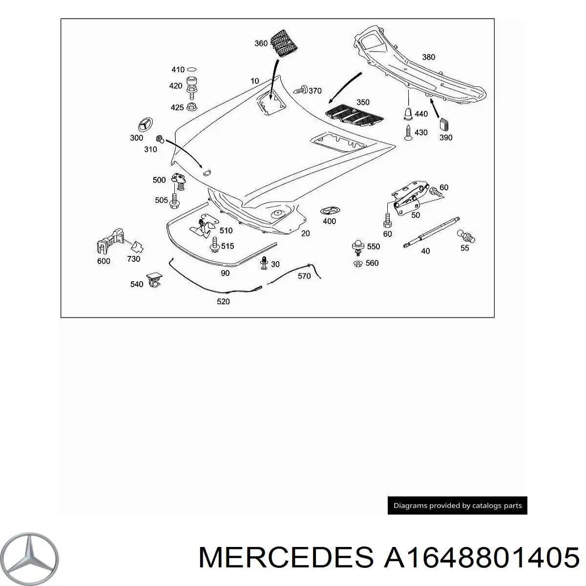 Rejilla del capó Mercedes A1648801405 precio, desde 70,20 EUR