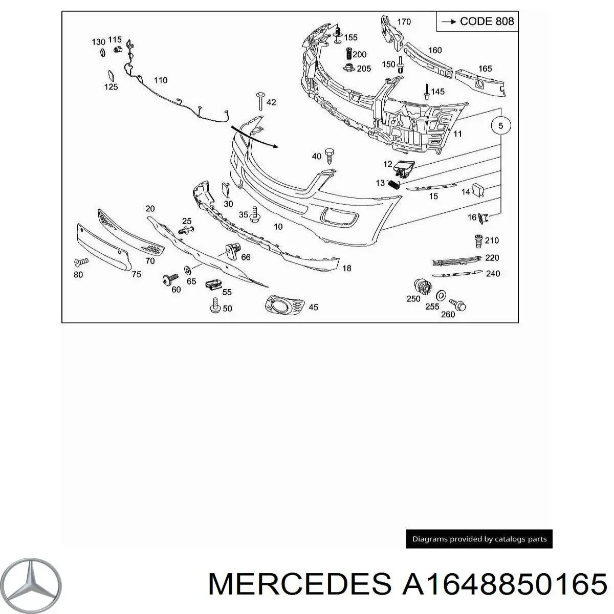 Parachoques delantero, parte interior Mercedes A1648850165 precio, desde 314,52 EUR