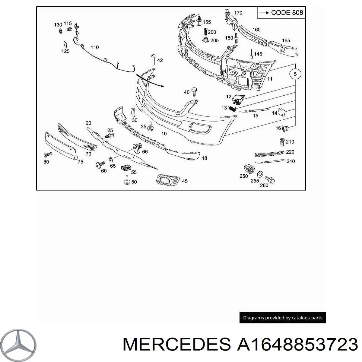Rejilla de ventilación, parachoques para Mercedes ML/GLE (W164)