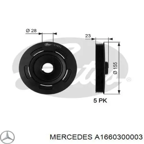 A1660300003 Mercedes polea de cigüeñal