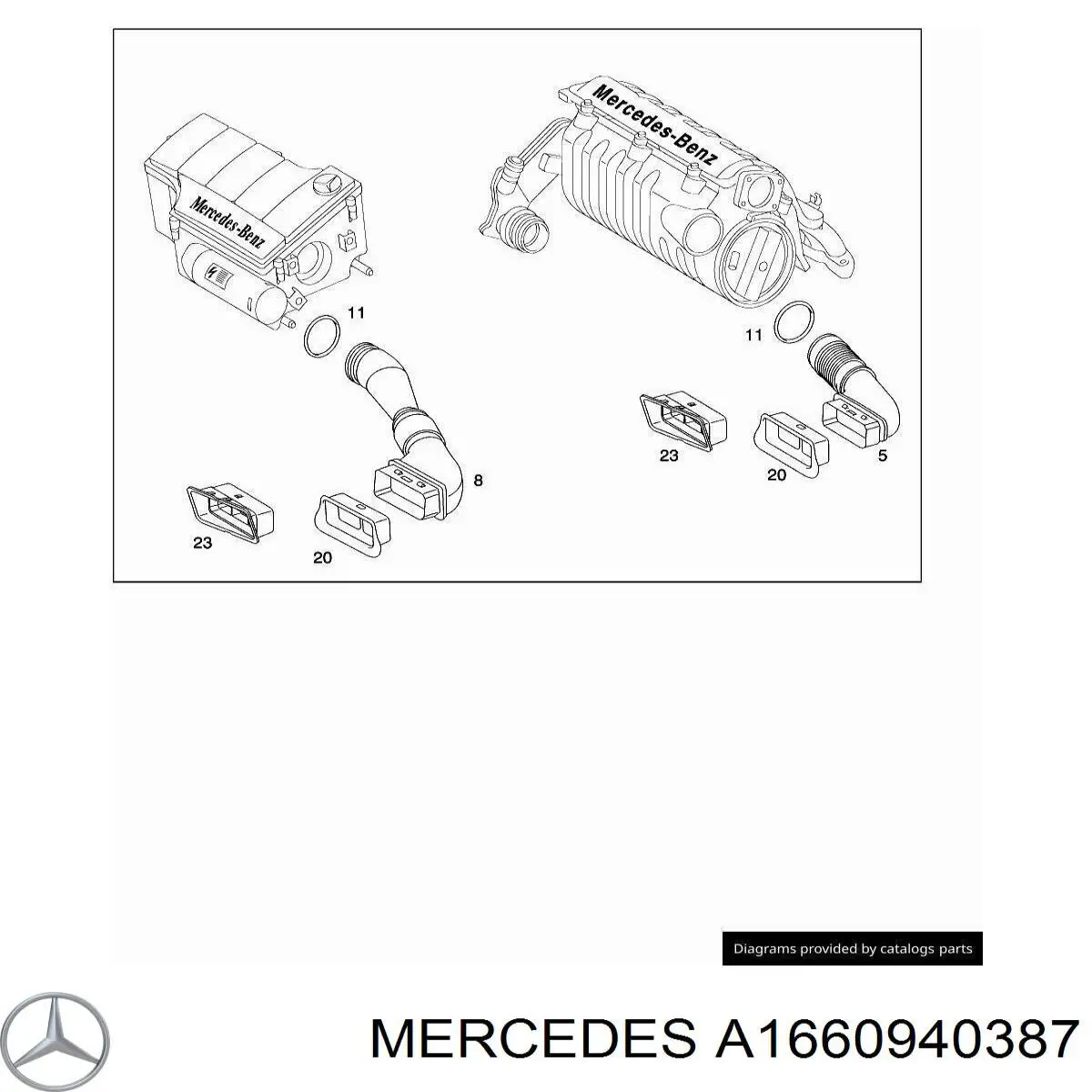 A1660940387 Mercedes Entrada del filtro de aire