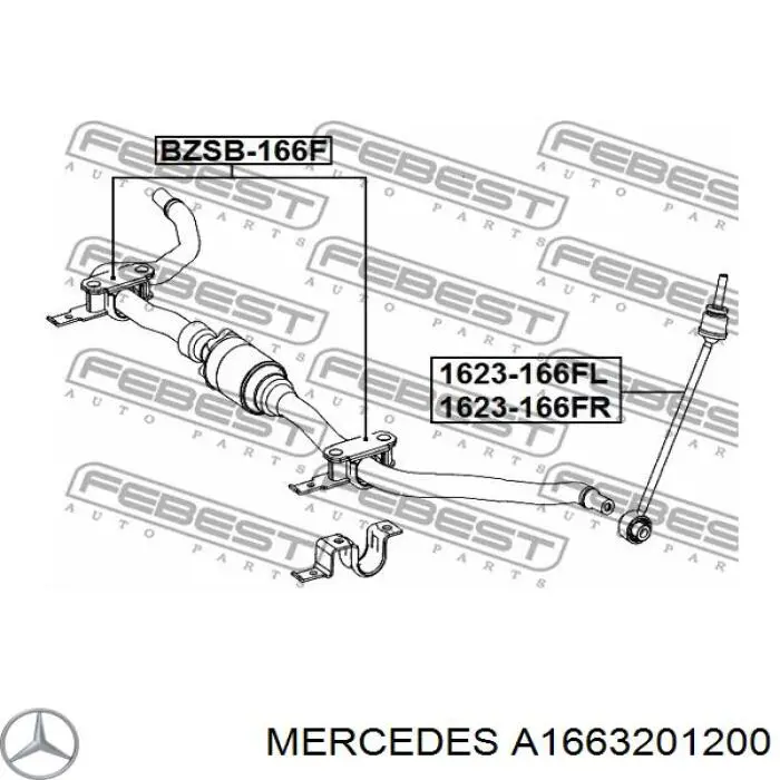 A1663201200 Mercedes barra estabilizadora delantera derecha