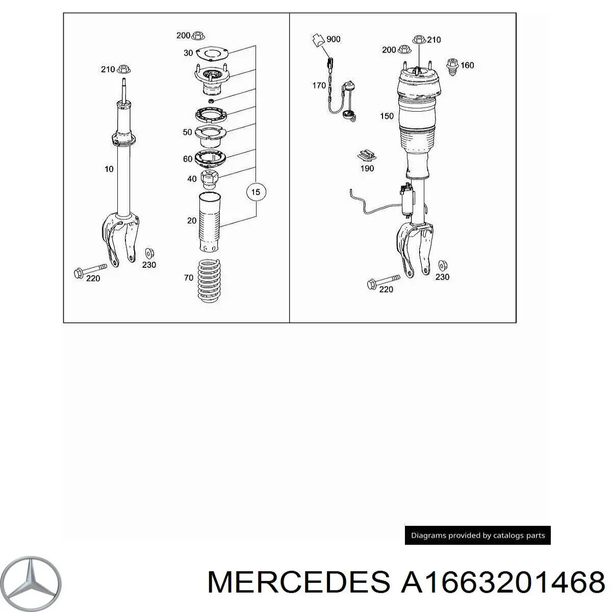 A1663201468 Mercedes amortiguador delantero derecho