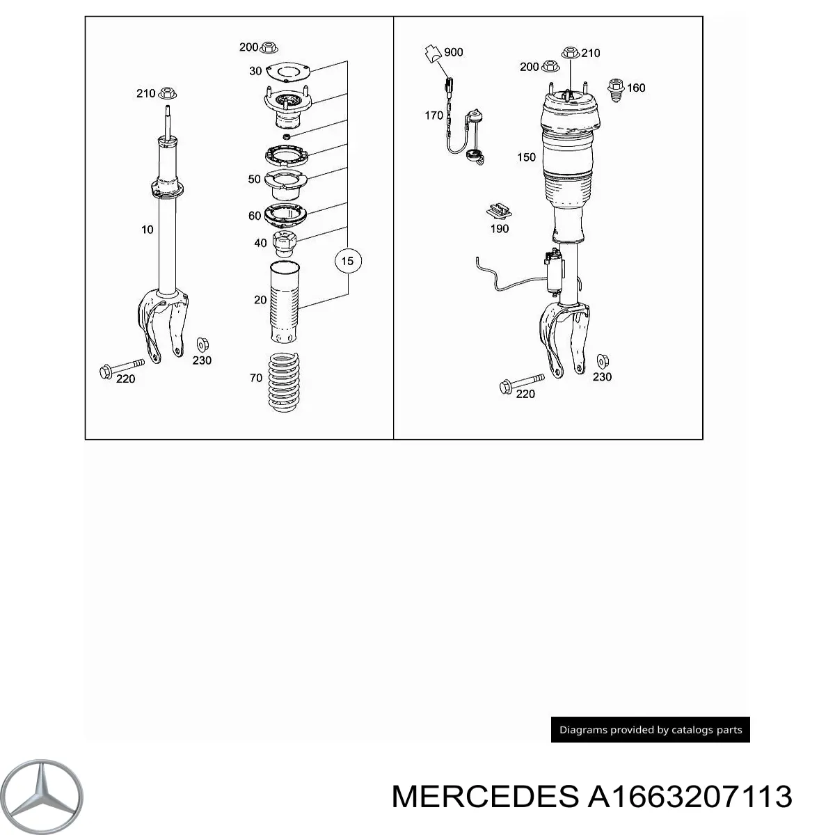 A1663207113 Mercedes amortiguador delantero izquierdo